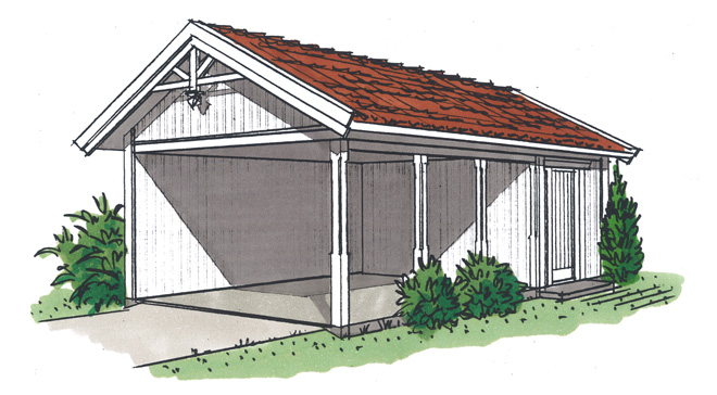 Lövsta Trähus - Carport med förråd